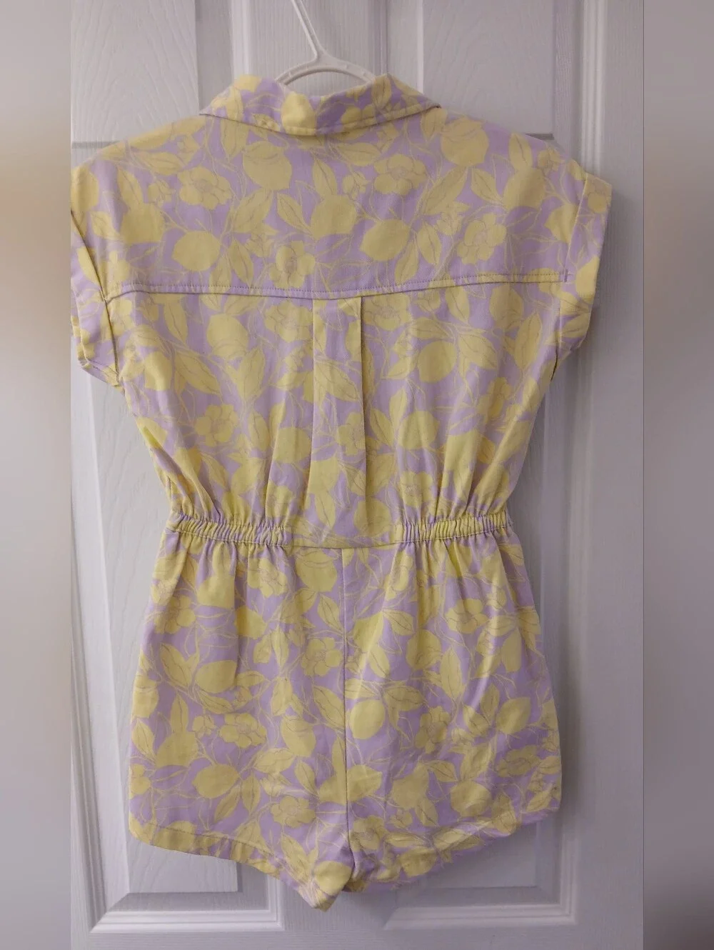 Vince Camuto Girls Romper – Size 12 – Lavender/Yellow Print – 100% Cotton